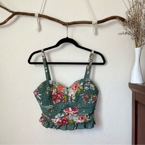 B.O.G Collective Olive Green Floral Tank NWT